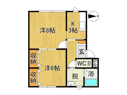 城東ハウス(2K/1階)の間取り写真