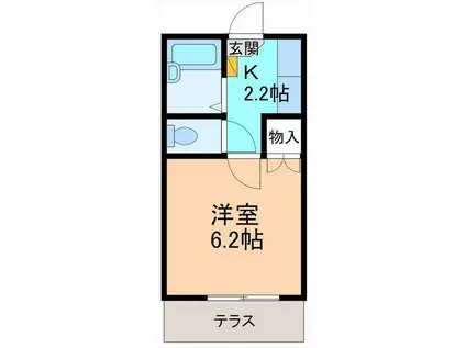 西金沢第2レジデンス(1K/1階)の間取り写真