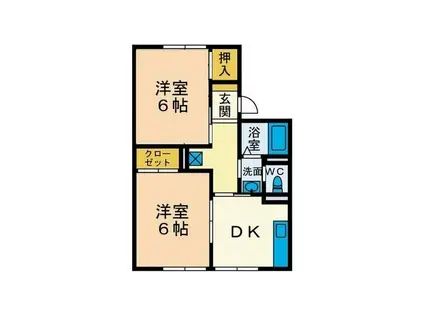 コーポ加藤(2DK/2階)の間取り写真