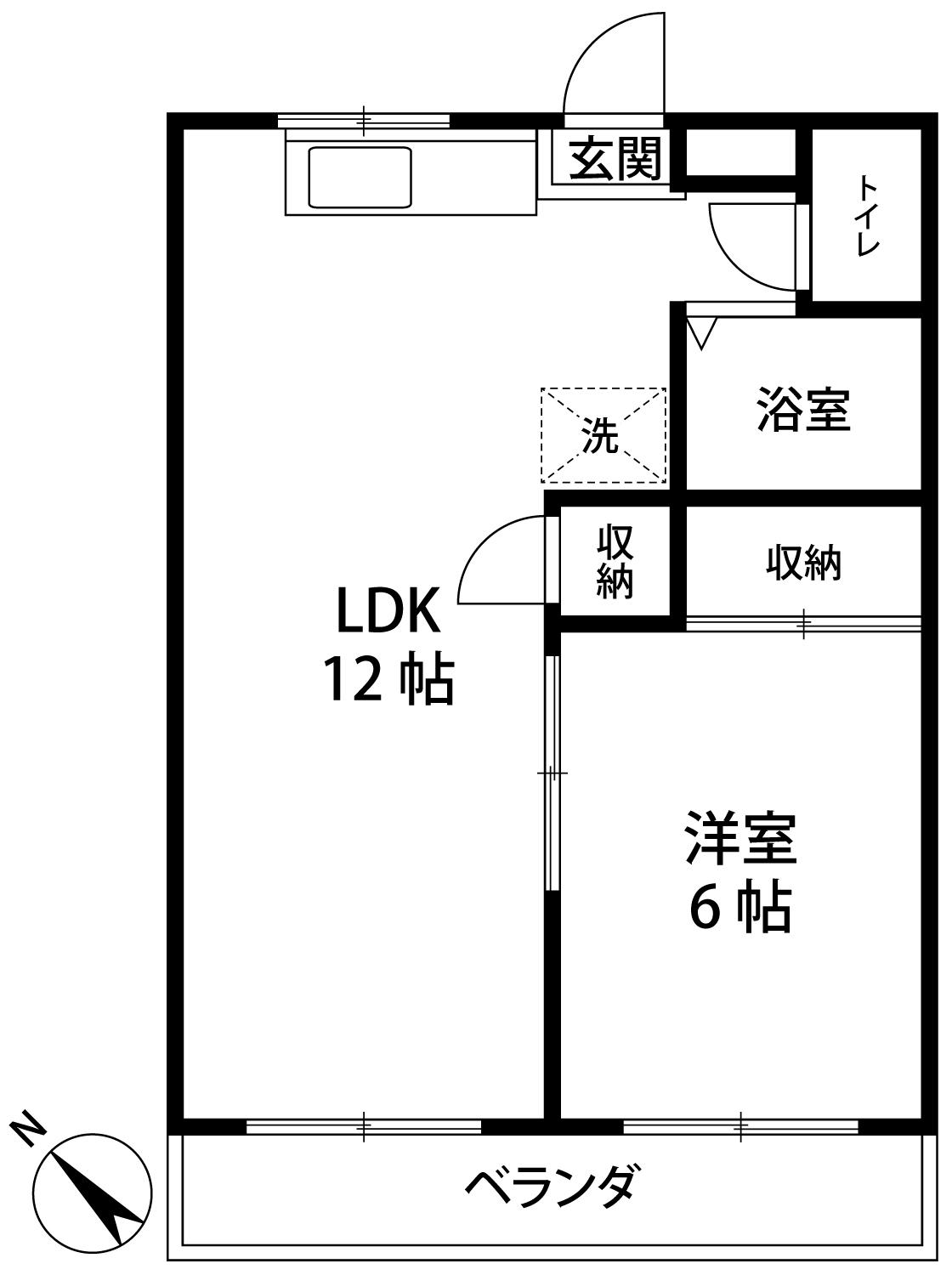 ピアハウス(1LDK/1階)の間取り写真