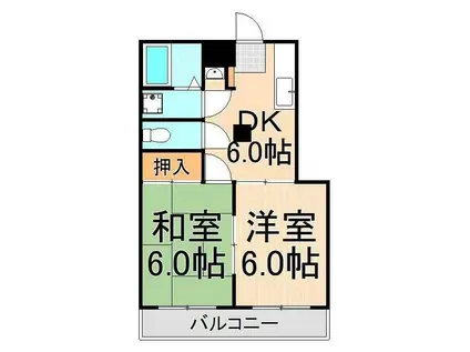 サカタビルディング(2DK/3階)の間取り写真