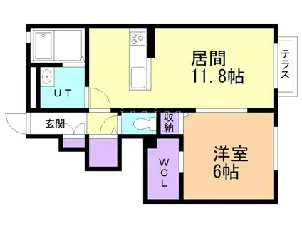 シャーメゾン 桐ノ沢II(1LDK/1階)の間取り写真