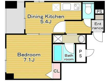 ピースフルコート菊川(1DK/5階)の間取り写真