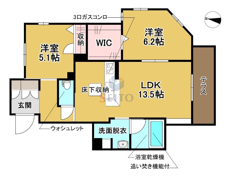 シャーメゾン エムエイチ 曽根東(2LDK/1階)の間取り写真