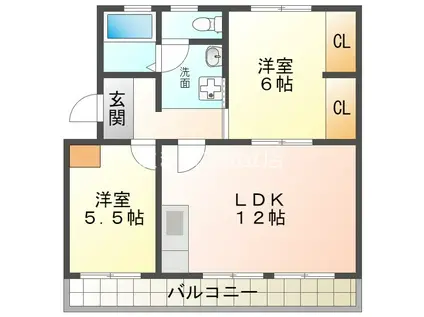 コーポ西栄(2LDK/2階)の間取り写真