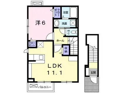 ベルローゼ梅原(1LDK/2階)の間取り写真