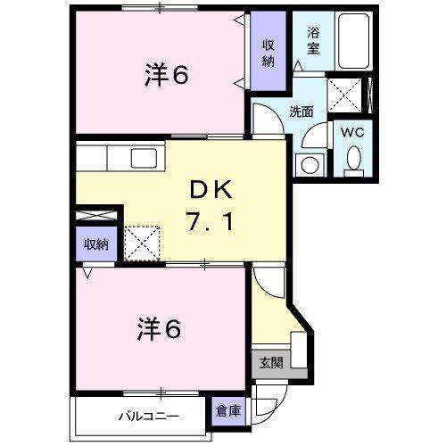 ベル・エトワールB(2DK/1階)の間取り写真
