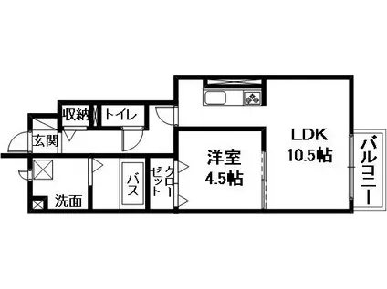 SANDUWILLII(1LDK/1階)の間取り写真