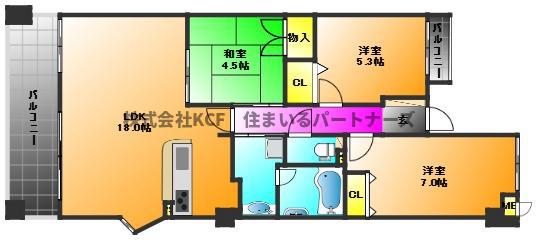 ラフォーレ諏訪野セントレ(3LDK/4階)の間取り写真