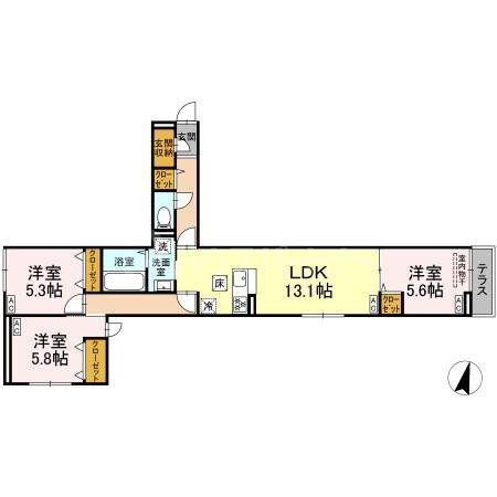 セレスティア江戸川II(3LDK/1階)の間取り写真