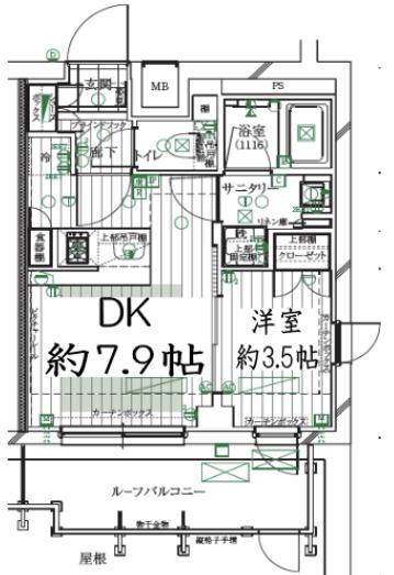 レガリス明大前(1DK/3階)の間取り写真