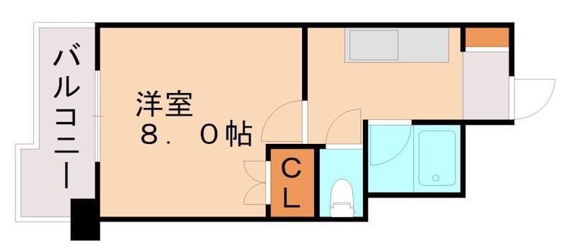ウィルステージ古船場(1K/9階)の間取り写真
