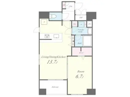 AVENIR東麻布(1LDK/4階)の間取り写真