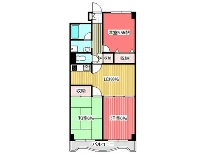 ダイヤメゾン戸田公園(3LDK/7階)の間取り写真