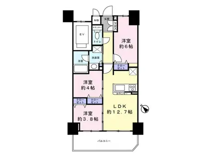 パテラ西川口(3LDK/3階)の間取り写真