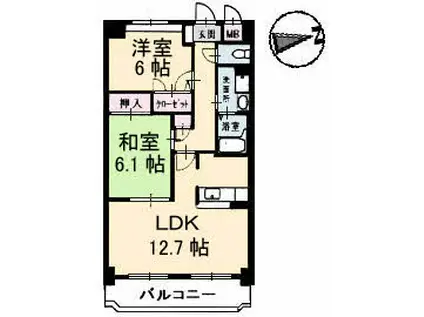 ジュビリー(2LDK/3階)の間取り写真