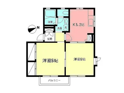 ファームスクエア一番館(2K/2階)の間取り写真