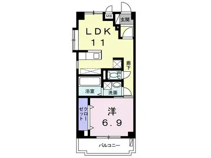 コーポ武リ石(1LDK/2階)の間取り写真