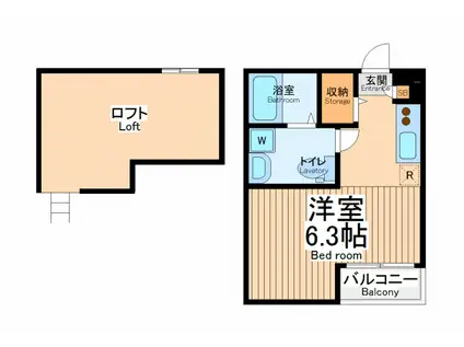 ルマケーエル(ワンルーム/2階)の間取り写真