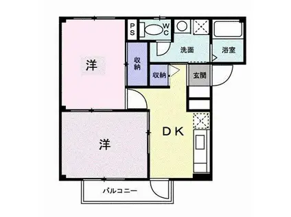 ラシーヌ大平(2K/2階)の間取り写真