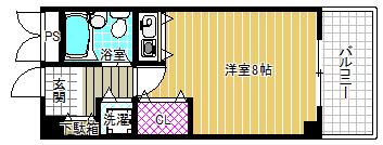 ロイヤルハイツ梅田Ⅱ(ワンルーム/5階)の間取り写真