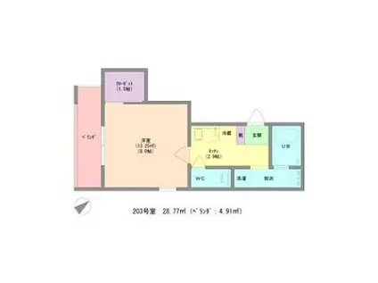 LARGO-K(1K/2階)の間取り写真