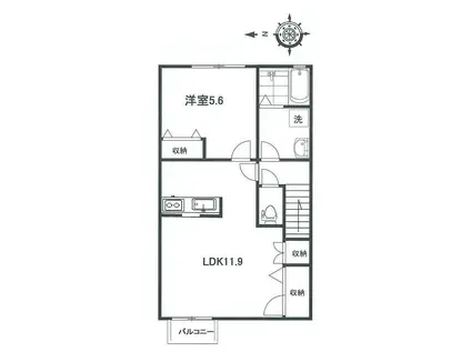 EURUS(1LDK/2階)の間取り写真