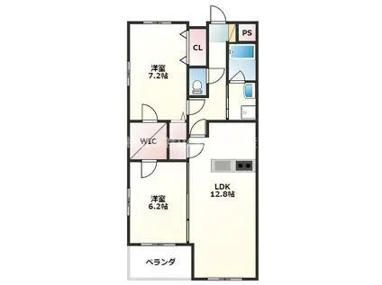 オリノ・リコ(2LDK/4階)の間取り写真