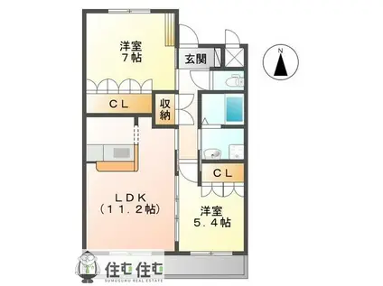 エスペランサ(2LDK/1階)の間取り写真