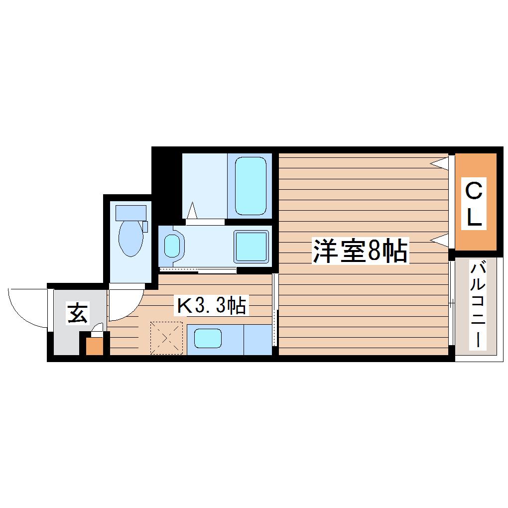 クレストIV(1K/1階)の間取り写真