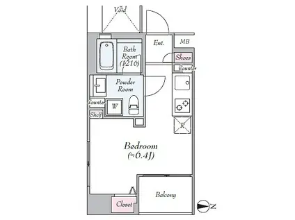 プレールドゥーク新宿御苑(ワンルーム/8階)の間取り写真