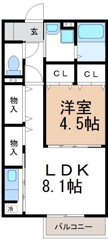 ボヌールII(1LDK/2階)の間取り写真