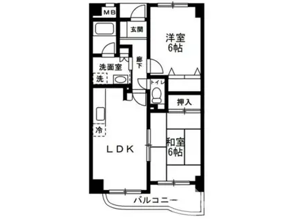 グランデーミFY(2LDK/3階)の間取り写真