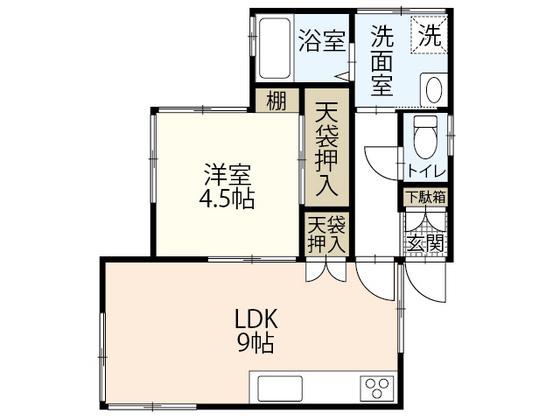 奥井アパート(1LDK/2階)の間取り写真