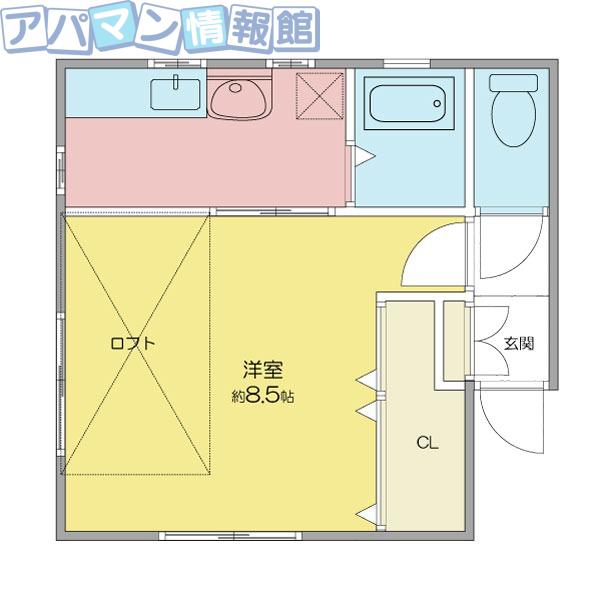 ピーコック(1K/1階)の間取り写真
