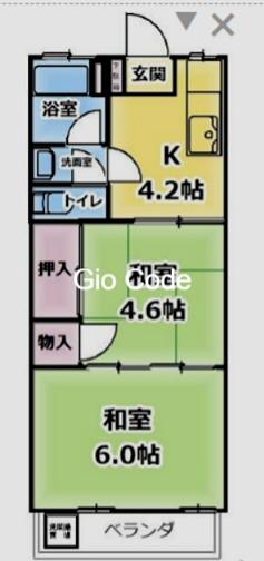 丸石荘(2K/2階)の間取り写真