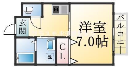 アディーム須磨浦(1K/2階)の間取り写真