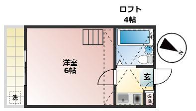 ラ・フルール(1K/1階)の間取り写真