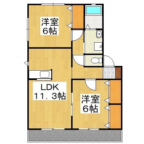 ヴァインコートB(2LDK/1階)の間取り写真