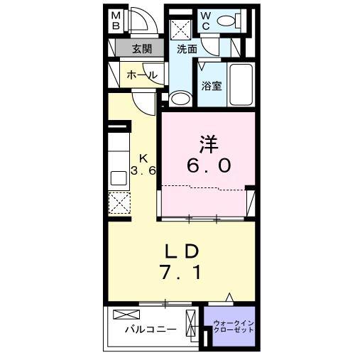 ル フィオーレ(1LDK/4階)の間取り写真