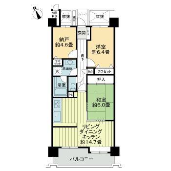 ライオンズガーデン泉中央(2SLDK/6階)の間取り写真