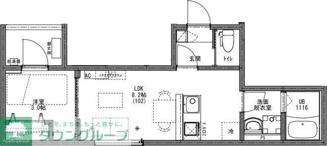 KEIAI RESIDENCE 西大宮(1LDK/1階)の間取り写真