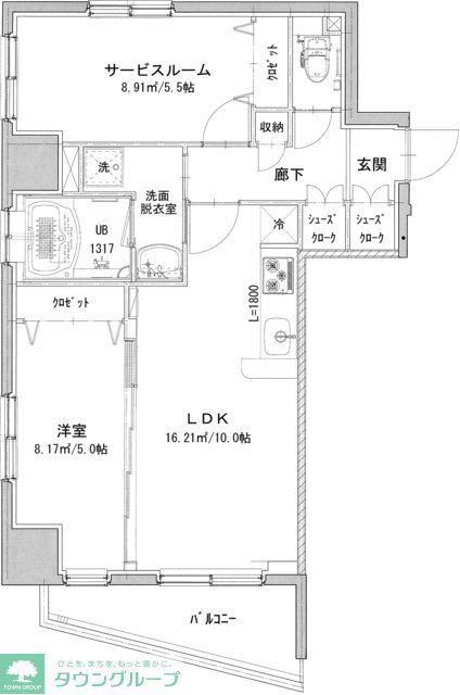 ヴィクトワール・フルーヴVI(1SLDK/6階)の間取り写真