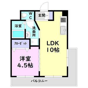 エムズハウス栄(1LDK/8階)の間取り写真