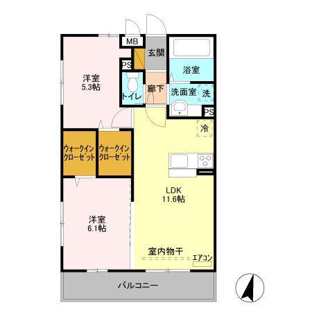 M&SKOWAII(2LDK/2階)の間取り写真