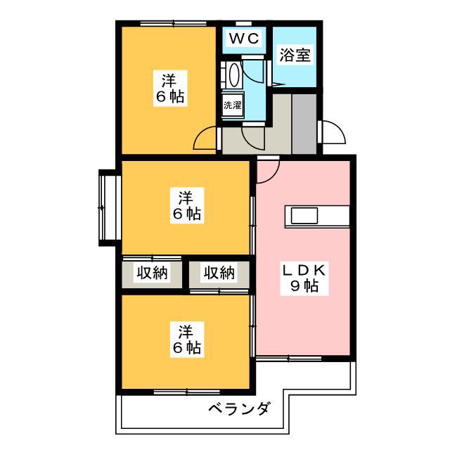 ローザンヌI(3LDK/2階)の間取り写真
