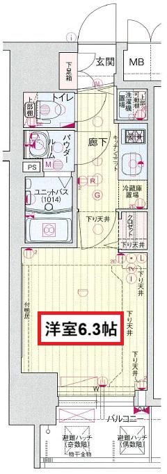 プレサンスOSAKA DOMECITYワンダー(1K/9階)の間取り写真