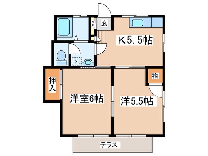 コーポベル(2K/2階)の間取り写真