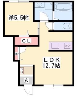 メイプルハイムA棟(1LDK/1階)の間取り写真