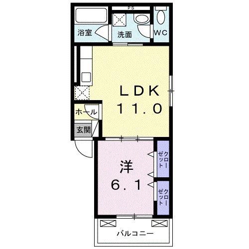 モアナレイ130ヒルズ(1LDK/2階)の間取り写真